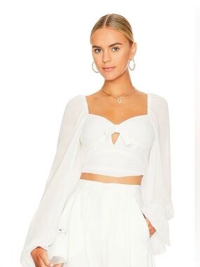 For Love & Lemons Trisha Crop Top in White | REVOLVE Size MEDIUM